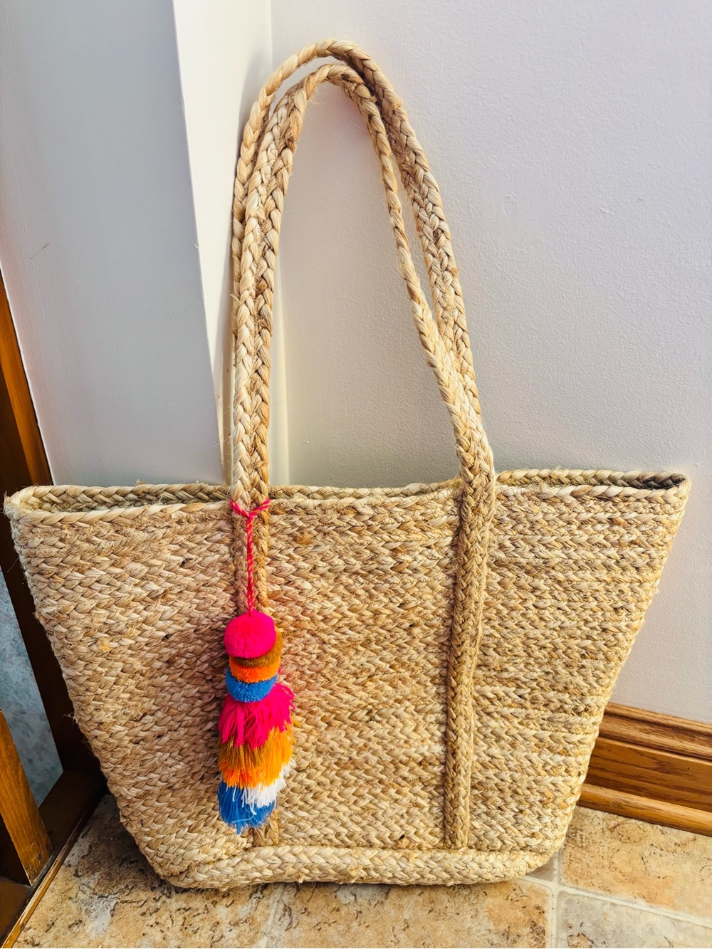 Hand Braided Jute Tote with Tassels